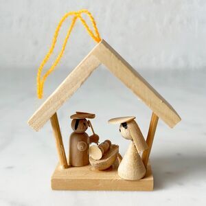 Vintage Wooden Nativity Ornament Mini Creche Christmas Tree German Style